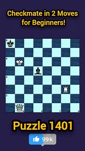 Checkmate in 2 Moves for Beginners! Learn how to solve checkmate puzzles easily in just 2 moves with this beginner-friendly tutorial. We'll be breaking down Puzzle 1401, providing you with a step-by-step guide on how to checkmate your opponent in the fewest moves possible. Whether you're a chess enthusiast or just starting out, this video is perfect for improving your chess skills and becoming a better player. By the end of this video, you'll be able to solve checkmate puzzles with confidence an