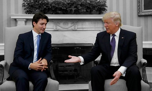 Donald Trump's strange handshake style and how Justin Trudeau beat it – video