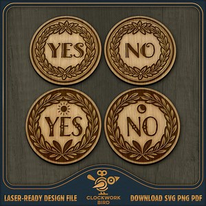 Yes/no Coin SVG Laser File: Vintage Style Decision Tokens - Etsy