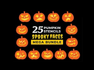 Spooky Pumpkin Carving Stencil Bundle: 25 Creepy Faces (instant Download) - Etsy UK