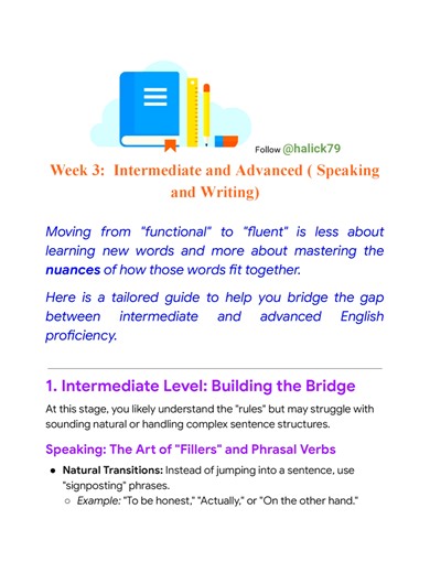 Week 3: Intermediate and Advanced English Writing and Speaking