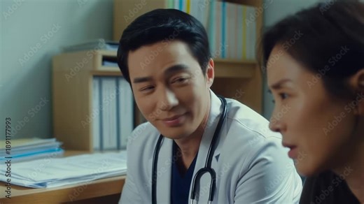 Doctor consulting with a patient in a medical office. A professional interaction focused on health and well-being