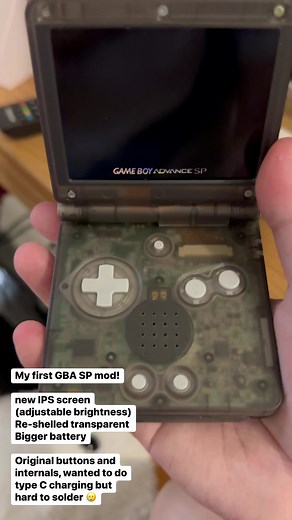 First try on a GBA SP mod! #retro #gameboy #vintage | Rockhart
