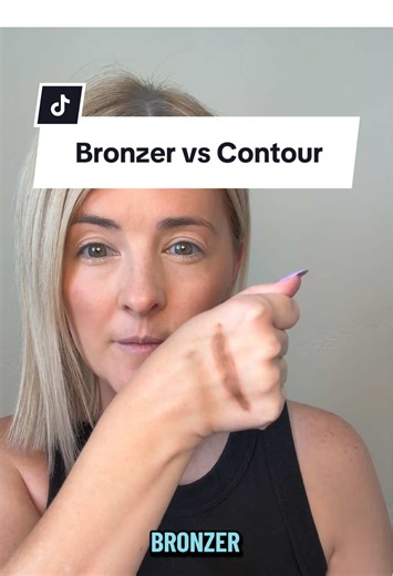 Easy way to know the difference with bronzer and contour. Start tuned for the different placements on the face! #bronzer #contouring #makeuptok