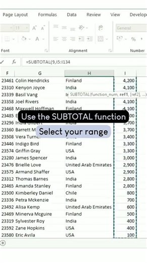 Subtotal Function in Excel || Excel Tricks #excel #exceltips