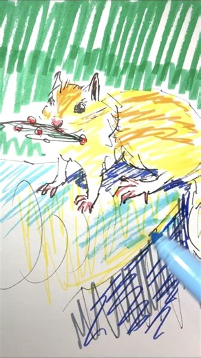 🎧 ASMR Drawing A Ezo chipmunk with Satisfying Marker Sounds (No Talking Art) #43b
