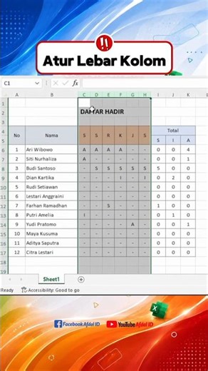 Atur Lebar Kolom di Microsoft Excel #excel #laptopterbaru #tutorial #trik #belajarkomputer #windows