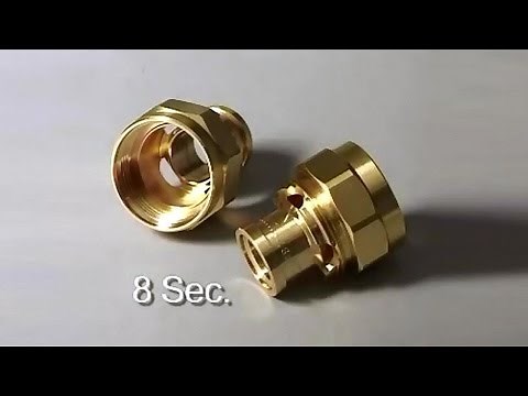 TRANS-BAR TRB55-12 PLUS (example of brass part machined in 8 seconds from bar cut to finished part)