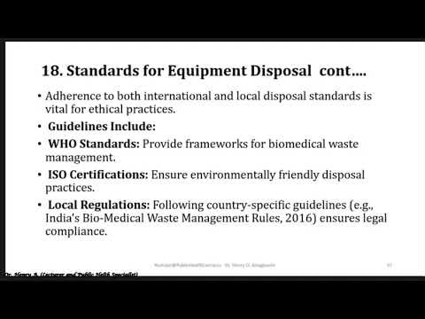 Logistics Management Systems (LMS) in the Health Sector: Part 6 – Equipment Disposal Procedures.