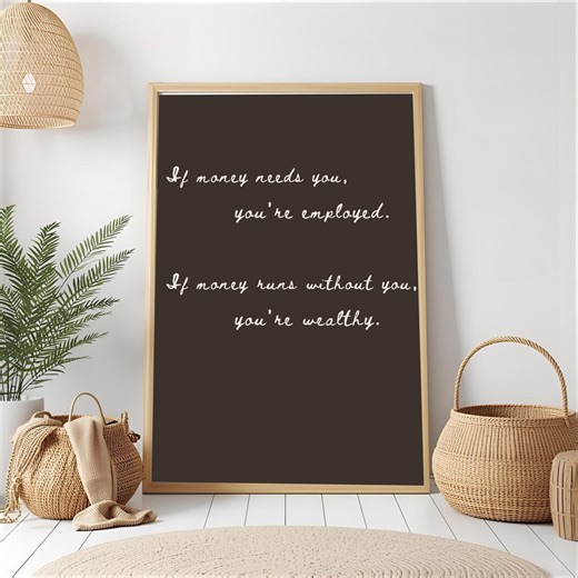 How Money Works Print, Financial Freedom Wall Art, Passive Income Quote Poster, Entrepreneur Mindset Decor, Minimalist Office Printable Art - Etsy