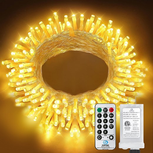 String Lights Mains Powered,120 LED 40ft Fairy Lights Waterproof,with 8 Modes Remote Control Fairy Lights Indoor/Outdoor for Garden,Gazebo,Party,Wedding,Christmas Decorations(Warm White)