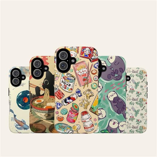 Kawaii Japanese Sticker iPhone Case, Cartoon Snack Pattern Phone Cover - Etsy