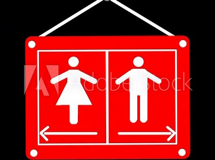 toilet sign on a black background. Toilet gender symbols in motion. Animated male and female restroom signs.