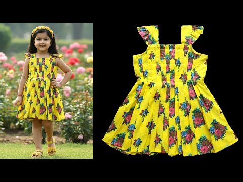 Box Pleated Shoulder Strap Baby Frock | Easy Cutting and Stitching Tutorial
