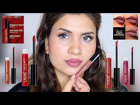 LAKME forever matte liquid lip color Swatches | Detailed review