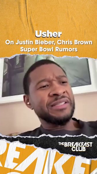 🚨 Usher opens up on the #SBLVIII rumors surrounding #JustinBieber and #ChrisBrown 🥩! Tap in 🔊 ➡️Listen live on Monday for the full interview on the 🆓 @iheartradio app! #TheBreakfastClub | Breakfast Club