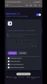 🌓 Dark Mode Toggle – Tailwind CSS + Pure JavaScript