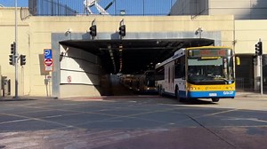 Brisbane Bus Rapid Transit Network Busy Bus Crossing Downtown Metropolitan