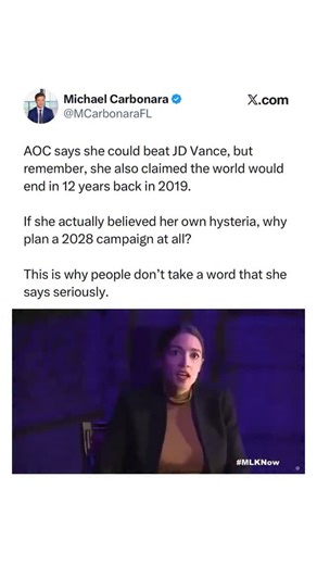 Michael Carbonara on Instagram: "Let’s check in on AOC and her predictions… Wrong again, shocking. Her policies keep failing, and credibility matters. The internet lives forever, and voters will never forget this nonsense. 🤦‍♂️ @mcarbonarafl"