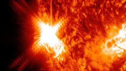 X1.9 solar flare - hyperactive sunspot eruption seen by spacecraft