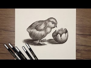 Realistic Baby Chick Pencil Drawing | Easy Step by Step