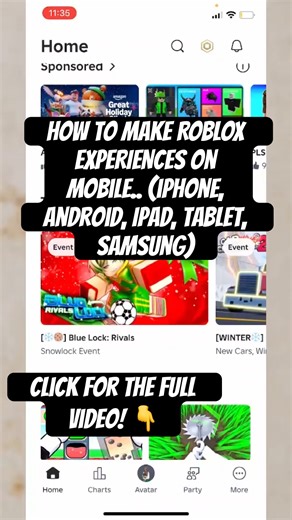 How to Make ROBLOX EXPERIENCES on Mobile.. (iPhone, Android, Ipad, Tablet, Samsung) #roblox #shorts
