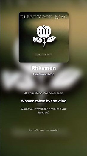 Rhiannon - Fleetwood Mac (Letra/Lyrics) #shorts