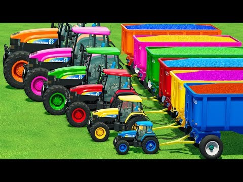 Tiny & BIG TRACTOR & TANKERs vs DEEP MUD with PORTAL TRAP - TRACTORS vs MUDDY PARKOUR! FS22