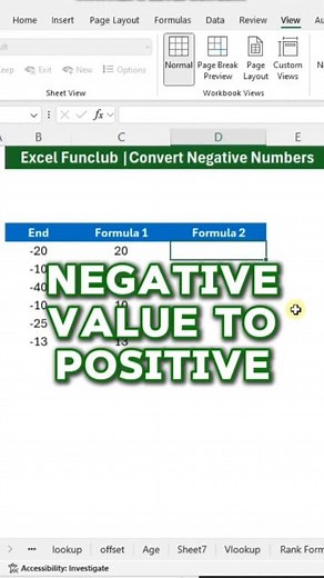 2 Easy Ways to Convert Negative to Positive in Excel Fix negative numbers quickly with these two simple tricks: 1️⃣ Method 1 → = -A1 (flip the sign instantly) 2️⃣ Method 2 → =IF(A1
