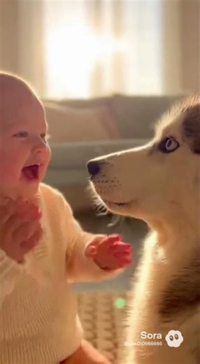 Dog Brings a Puppy to the Baby — A Heartwarming Friendship Begins! #kpop #baby #babyanddog #cute