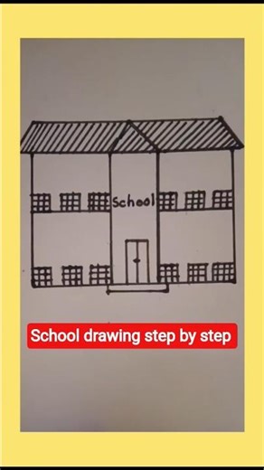 Easy School Drawing | Simple School Building Drawing Step by Step
