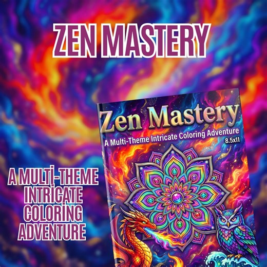 Zen Mastery Intricate Coloring Book | Adult Mandala & Fantasy Coloring | Stress Relief Art Book | Printed Coloring Book - Etsy