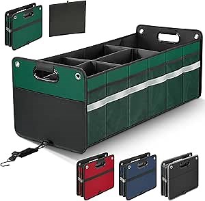 Car Trunk Organizer, Car Storage Organizer, Collapsible Multi Compartment for Car, Suv, Sedan, Truck, 100L, Extra Larger (Green, 100L)