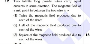 Two infinite long parallel wires carry equal currents in same d... | Filo