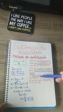 Systems of equations. Substitution method. We solve for the variable, substitute, calculate, and ...