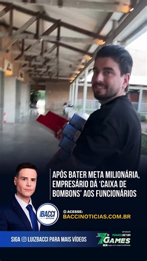 Luiz Bacci on Instagram: "Um vídeo publicado pelo empresário Daniel Rodrigues na última quinta-feira (11) ganhou destaque nas redes ao mostrar a forma inusitada como ele decidiu reconhecer o desempenho dos funcionários após a empresa atingir uma meta milionária. Nas imagens, ele aparece distribuindo caixas de chocolate para a equipe, afirmando que o gesto era fruto de “muito esforço”. O que ninguém esperava era que, dentro das embalagens, havia iPhones como presente surpresa. Rodrigues escreveu 