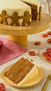 Fragrant and festive, this gingerbread layer cake is a holiday showstopper that will please any crowd. Find the full recipe at https://www.dovechocolate.com/recipes/dove-holiday-gingerbread-cake | Dove Chocolate