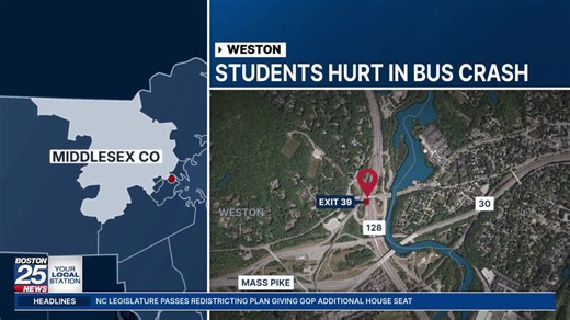 School bus crash on Route 128 sends 8 students to the hospital