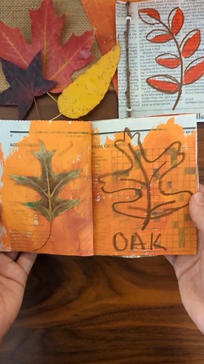 Recycled Newspaper Leaf Collecting Book 🍁 The fall colors are so beautiful around us and the girls love collecting the fallen leaves. We put together these little books to help with leaf identification and as a place to keep some of the leaves We painted newspaper and once dry folded the paper in half. We stacked the folded paper and punched two holes along the side. To make the binding, we used a stick and looped a rubber band over each end and through the holes in the paper! #kidcraft #easycr