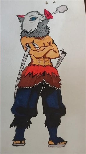 Inosuke Drawing with Alcohol Markers| Demon Slayer Speed Art #shorts