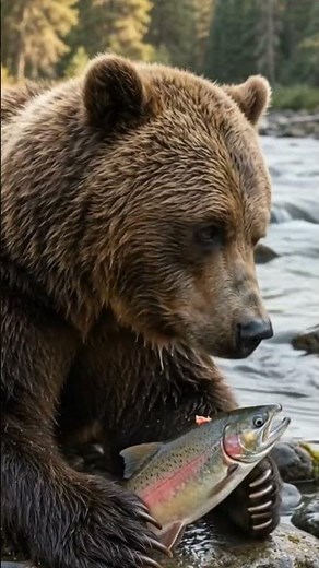 Brown Bear Eating Salmon Up Close | Raw Wildlife Moment