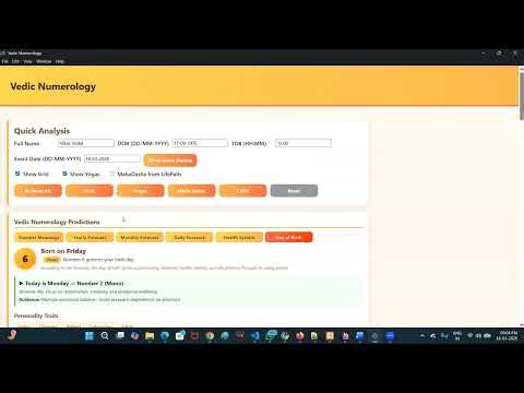 Vedic Numerology Software Demo | Maha Dasha, Yogas, Daily Forecast & Predictions