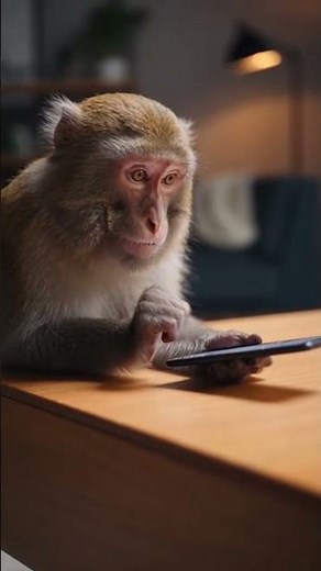 monkey with phone #animals #monkey #technology