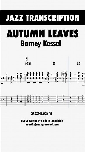 Autumn Leaves Solo - Barney Kessel (Jazz Guitar Transcription)