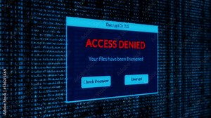 access denied and check payment for decrypt system files concept with binary code background