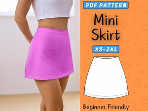 Mini Skirt Pattern PDF | XS-XXL | Easy Short Skirt Pdf Sewing Pattern | Beginner Waist Skirt Sewing Pattern for Women | Instant Download - Etsy