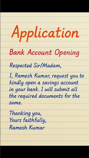 Application for Opening Bank Account | Letter to Bank Manager | Application Writing