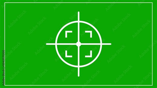 Target or Aim icon with green screen Sniper Scope Crosshair Animation Overlay with Rotating HUD Target Reticle and Circular UI Elements in Transparent Background for 4k Video Editing