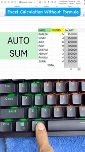 6K views · 1.7K reactions | ExcelShortcut Key for Auto Calculation without formula #réel #reels #excel #exceltips #autosum #tricks #shortcut #viral #new #viralvideos #viralreels #viralreel #trending #trend #trendingreels #trendingnow #trendingvideos #facebook #followers #instagram #instamood #instagood #instadaily #insta #foryou #foryoupage #followers @highlight | Fast Typing Learning | Facebook
