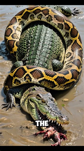 Crocodile eating python | #snake #crocodile #python #shortvideo